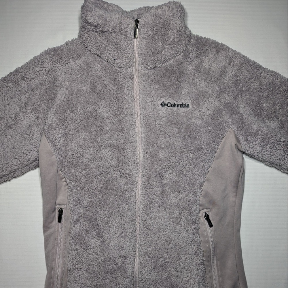 Columbia Sherpa Fleece Jacket Womens Large Full Zip Cozy Neutral Gorpcore
